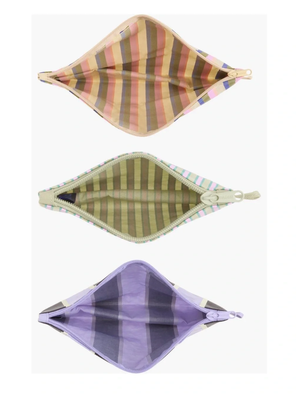 Baggu Striped Multi-Color Canvas Pouch Set - 3 Piece
